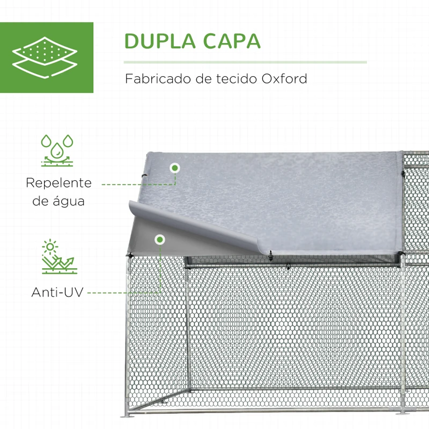 Outdoor chicken coop Galvanized metal poultry cage with lock and Oxford cover 280x380x195cm 4