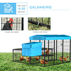 Metal Chicken Coop for 6-10 Hens Outdoor Sturdy Chicken Coop with Awning Wire Grill Nest Multiple Doors and Platform 200x165.5x103cm Black and Blue