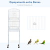 Jaula para Pájaros con Soporte con 4 Ruedas Puertas 4 Comederos 3 Perchas y Bandeja Extraíble 46.5x36x157cm Blanco