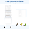 Bird Cage with Support with 4 Wheels Doors 4 Feeders 3 Perches and Removable Tray 46.5x36x157cm White