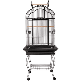 Metal bird cage with 2 doors Removable Tray 4 wheels 75x69x159 cm dark gray