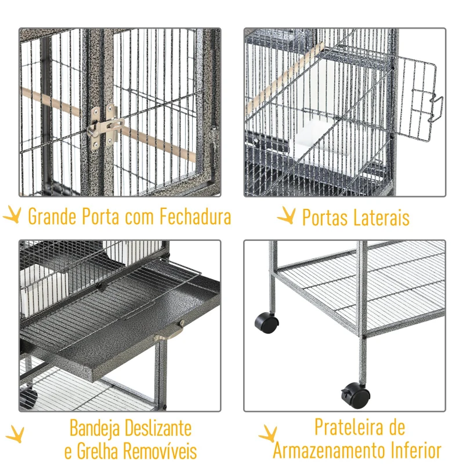 Small bird cage with 2 trays 4 feeders 4 perches 95x45.5x102 cm 5