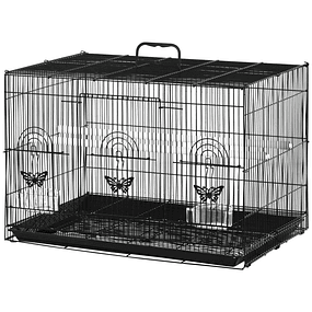 Cage for Birds 60x41x41cm Cage with 2 Perches and 3 Doors for Small Canary Birds Black