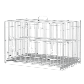 Cage for Birds 60x41x41cm Cage with 2 Perches and 3 Doors for Small Canary Birds Black - White