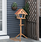 Solid Wood Standing Birdhouse 49x45x139cm with Asphaltic Roof Outdoor Wild Bird Feeder Natural Garden - thumbnail 8