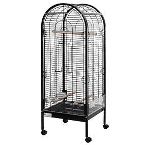 Bird Cage with 3 Removable Wooden Perches Tray Feeders and Wheels with Brake 54x54x151 cm Black