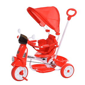 Triciclo infantil com toldo Barreira Apoio para os pés Luz e Música 93x51x94 cm Vermelho