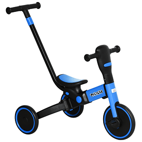 Triciclo Infantil 4 em 1 com Guiador Ajustável e Desmontável Estrutura de Liga de Alumínio 101x45x76,2-98,8cm - Azul
