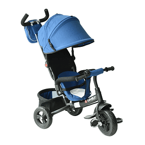 Triciclo 3 en 1 para niños mayores de 18 meses Triciclo con pedales Capota plegable extraíble y manillar para padres 102x49x102cm - Azul