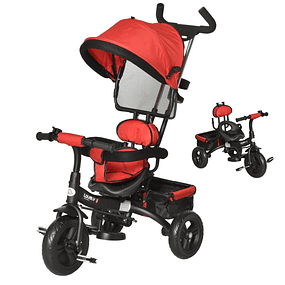 Triciclo para Niños 2 en 1 con capota regulable a partir de 18 Meses 92x51x110cm - Rojo
