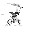 Triciclo Infantil con Capota Desmontable y Abatible 103x47x101cm Blanco y Negro