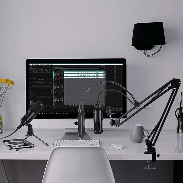 BM-65 Streaming/Studio Micrófono condensador USB + Reposabrazos