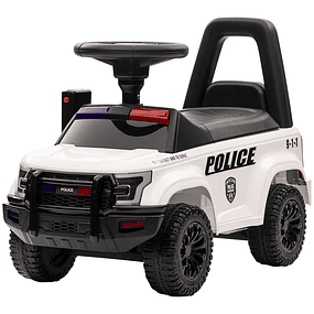 Carro Andador de Policia para Bebé de 18-60 Meses Carro sem Pedais com Buzina Megafone e Encosto Removível 62x29x43cm