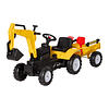 Pedal Tractor Andador Excavadora con Pala Delantera y Tractor Desmontable Carga Máxima 35kg 163x42x71cm Amarillo