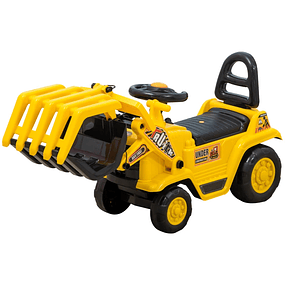 Carro Andador Escavadora Infantil com Pá Móvel Assento com Armazenamento Oculto e Buzina 83x27x39cm Amarelo