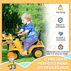 Andador para coche Excavadora para niños con asiento de pala móvil con almacenamiento oculto y bocina 83x27x39cm Amarillo