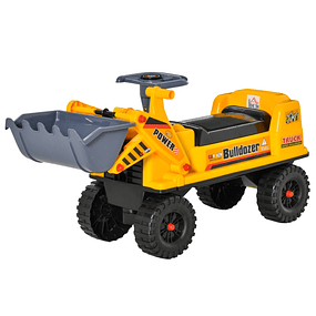 Pedalless Tractor for Children 2-3 Years with Excavator Shovel Hidden Storage Space Steering Wheel and Horn 70x26x37cm Yellow