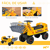 Tractor sin pedales para niños de 2 a 3 años con pala excavadora Espacio de almacenamiento oculto Volante y bocina 70x26x37cm Amarillo