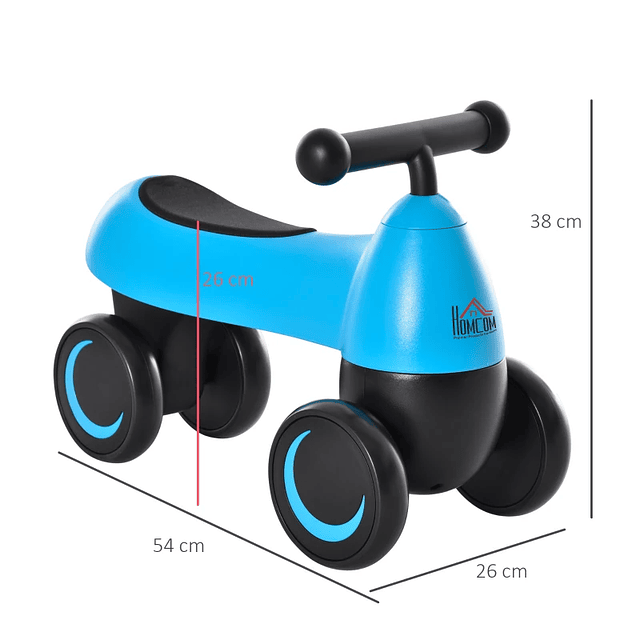 Andador quad para bebés a partir de 18 meses con 4 ruedas y manillar 54x26x38cm