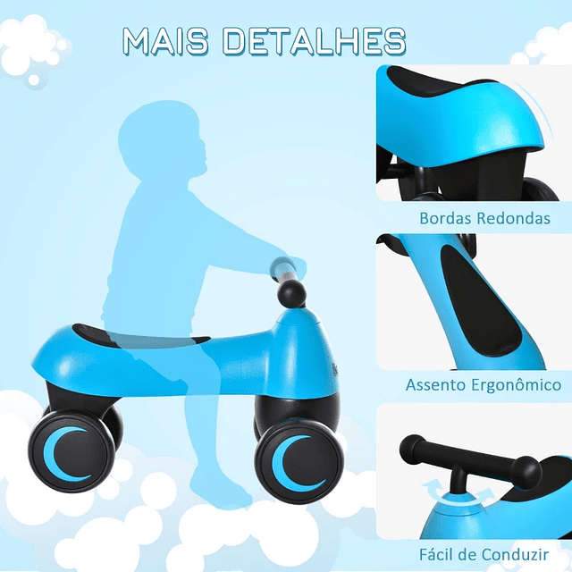 Andador quad para bebés a partir de 18 meses con 4 ruedas y manillar 54x26x38cm