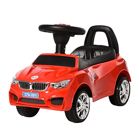 Carro Andador para Crianças de 18-36 Meses com Faróis Música Buzina Volante Compartimento de Armazenamento e Alça para Empurrar 63,5x28x36 - Vermelho