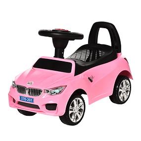 Carro Andador para Crianças de 18-36 Meses com Faróis Música Buzina Volante Compartimento de Armazenamento e Alça para Empurrar 63,5x28x36 - Rosa
