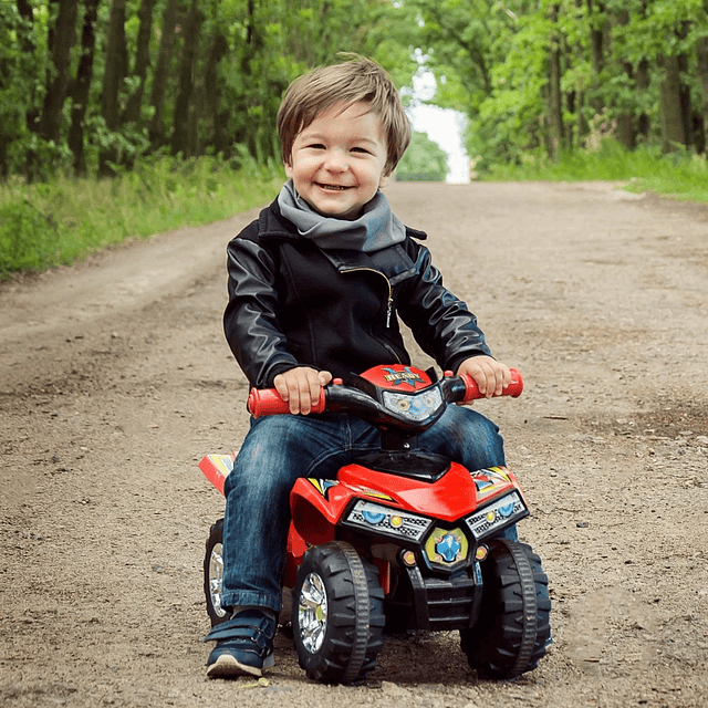 Moto infantil Quad para niños Coche sin pedales para bebé Juguete para caminar con bocina Música Luces 60x38x42cm