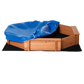 Caixa de Areia de Madeira para Crianças Caixa de Areia Infantil com Cobertura de Poliéster 139,5x139,5x21,5 cm Vermelho e Azul 