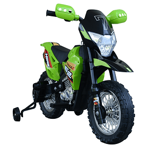 Mota Elétrica Infantil Motocicleta Elétrica para Crianças acima de 3 Anos com Luzes Música e Rodas de Apoio 109x52,5x70,5cm Verde