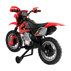 Moto Eléctrica Infantil Batería 6V para Niños Mayores de 3 Años con Ruedas de Apoyo 102x53x66 cm Roja y Negra