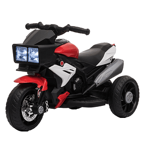 Motocicleta Elétrica Infantil com 3 Rodas para Crianças acima de 3 anos Triciclo com Pedal para Crianças Bateria 6V com Luzes Música Pneus Largos 86x42x52cm 