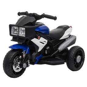 Motocicleta Elétrica Infantil com 3 Rodas para Crianças acima de 3 anos Triciclo com Pedal para Crianças Bateria 6V com Luzes Música Pneus Largos 86x42x52cm  - Azul