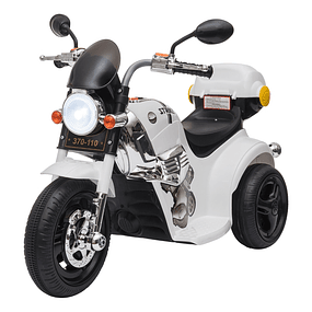 Moto eléctrica infantil para niños mayores de 3 años con 3 ruedas Horn Music Headlights 87x46x54 - Blanco