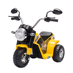 Motocicleta eléctrica infantil con triciclo de batería de 3 ruedas 6V para niños de 18 a 36 meses con faro de bocina 72x57x56cm - Amarillo