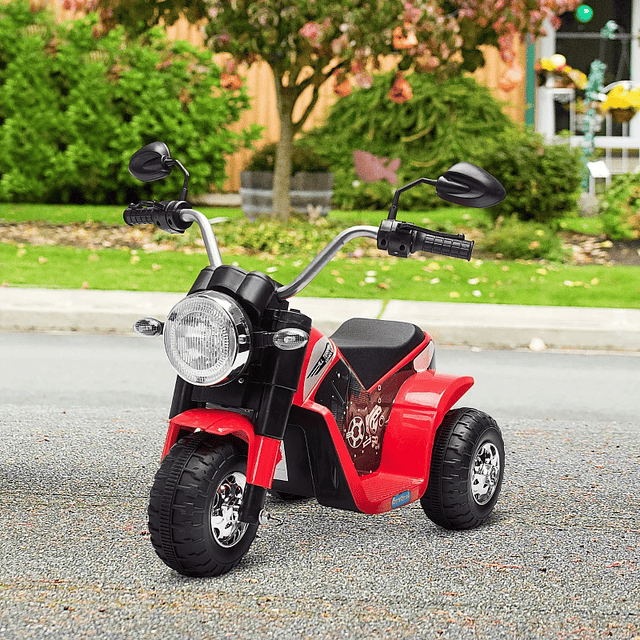 Motocicleta eléctrica infantil con triciclo de batería de 3 ruedas 6V para niños de 18 a 36 meses con faro de bocina 72x57x56cm