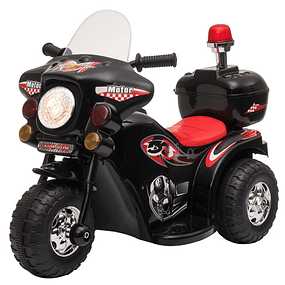 Moto eléctrica para niños de 18 a 36 meses Moto infantil de 3 ruedas y batería 6V con bocina musical Faro cofre 80x35x52cm - Negro