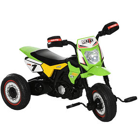Moto infantil para crianças acima de 18 meses com 3 rodas Música e farol 71x40x51 cm - Verde