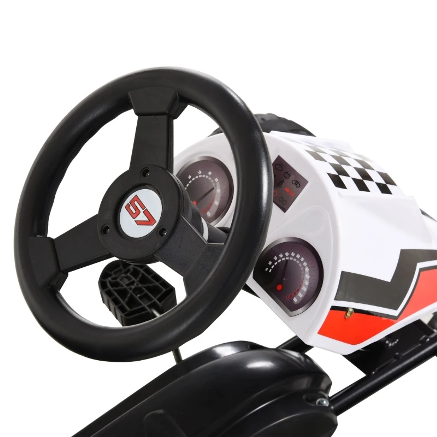 Go Kart a Pedais para Crianças acima de 3 Anos Carro de Pedais Infantil com Assento Ajustável e Freio de Mão 104x66x57cm Branco e Preto  9