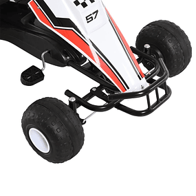 Pedal Go Kart for Children 3+ Children Pedal Car with Adjustable Seat and Handbrake 104x66x57cm White and Black