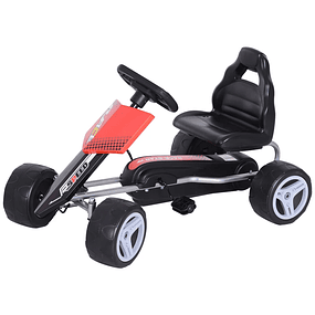 Carro pedal com assento ajustável carga 30 kg Go Kart Racing Sports para crianças de +3 anos de brinquedo ao ar livre 80x49x50cm aço 