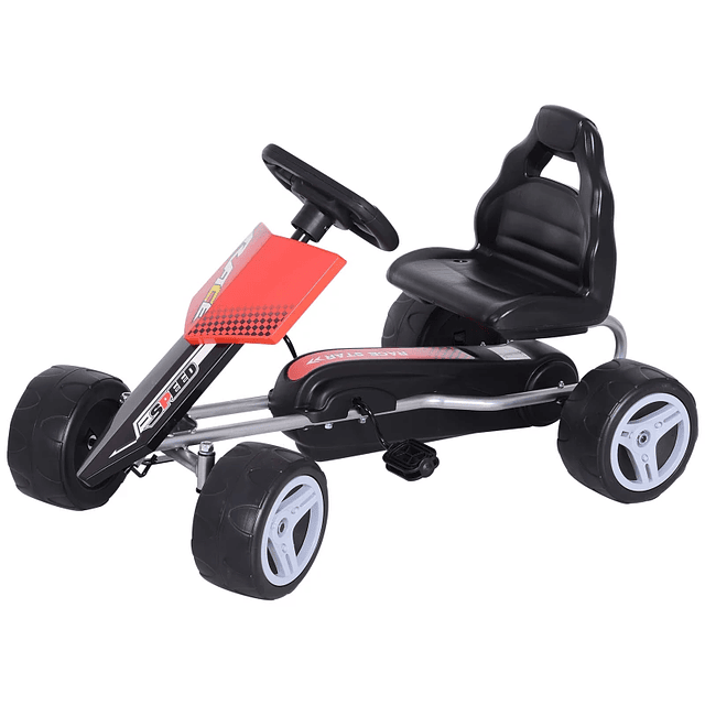 Coche de pedales con asiento regulable carga 30 kg Go Kart Racing Sports para niños +3 años juguete exterior 80x49x50cm acero
