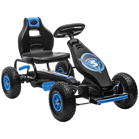 Pedal Go-Kart for Children 5-12 Years with Adjustable Seat Inflatable Tires Cushioning and Handbrake 121x58x61cm
