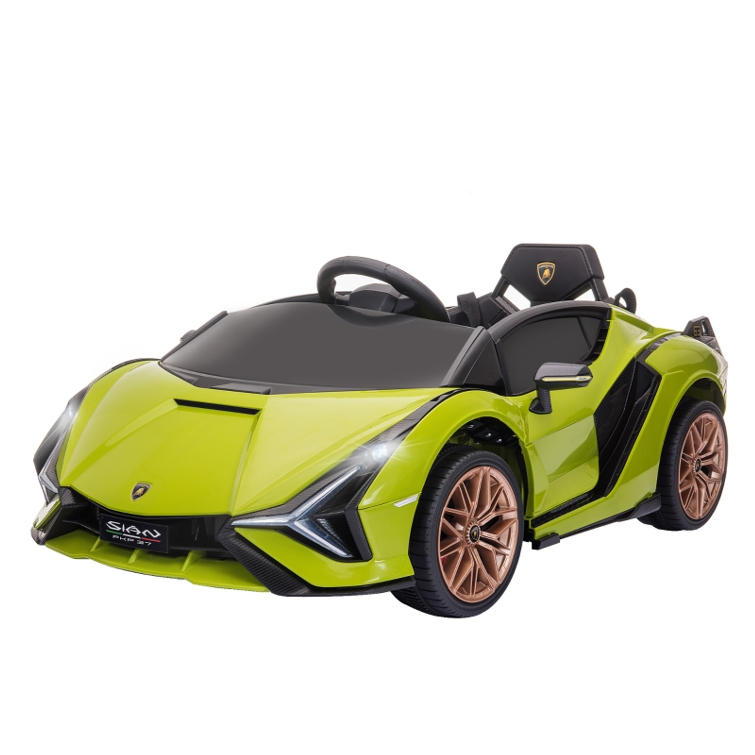 Carro Elétrico Lamborghini SIAN 12V para Crianças de 3-8 anos com Controle Remoto Abertura da Porta Música MP3 USB e Faróis 108x62x40cm 2