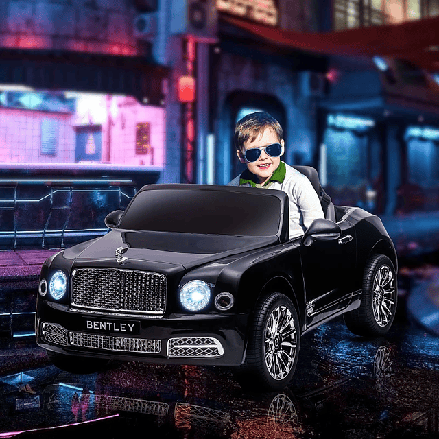 Carro Elétrico Bentley Mulsanne 12V com 2 Motores Farol Buzina Música USB e Abertura de Portas 3-5km/h 120x71x48cm