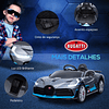 Coche Eléctrico Infantil Bugatti Divo 12V con 2 Motores Faros LED Bocina Música USB MP3 y Velocidad 1.5-3km/h 128x72x47cm