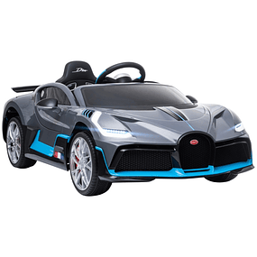 Coche Eléctrico Infantil Bugatti Divo 12V con 2 Motores Faros LED Bocina Música USB MP3 y Velocidad 1.5-3km/h 128x72x47cm