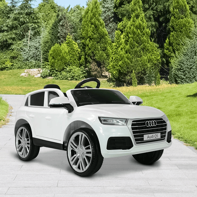 Coche eléctrico para niños mayores de 3 años Coche eléctrico Audi Q5 con mando a distancia MP3 Luces y sonidos 116x75x56cm Blanco