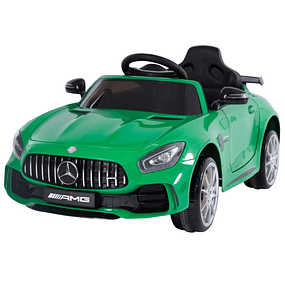 Coche eléctrico infantil para 3-5 años Mercedes GTR licencia 12V batería con mando Puerta doble apertura Carga 25kg 105x58x45 - Verde