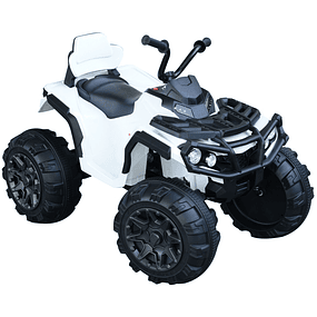 ATV eléctrico infantil para niños de 3 a 6 años con batería 12V MP3 Radio Luces Carga máxima 30kg 103,5x69,5x70cm Blanco