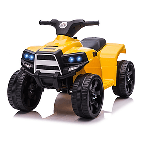 ATV eléctrico para niños de 18 a 36 meses Batería 6V Faros Claxon Velocidad 0-3 km/h Avance y retroceso 65x40x43cm Amarillo